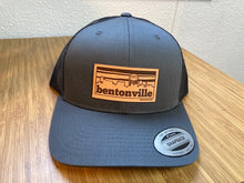 Load image into Gallery viewer, Bentonville leather patch hat Bentonville Arkansas Northwest Arkansas trails bike