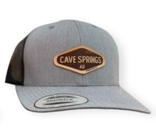 Load image into Gallery viewer, Cave Springs trucker hat leather patch hat Northwest Arkansas