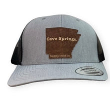 Load image into Gallery viewer, Cave Springs trucker hat leather patch hat Northwest Arkansas
