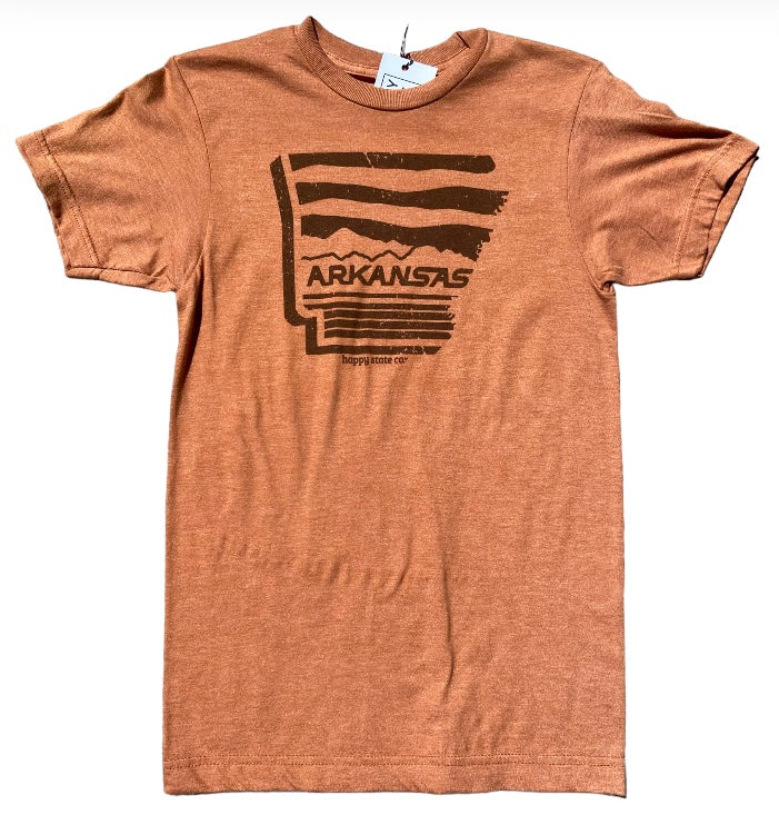 happy state co arkansas rust orange shirt