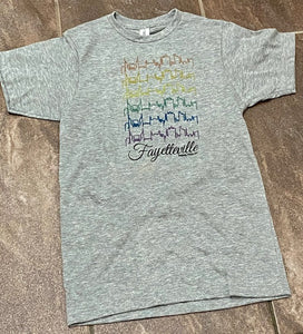 Fayetteville rainbow cityscape shirt Pride
